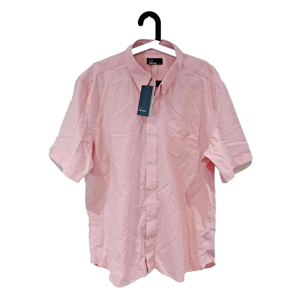 Fred Perry Shirt Men XL Pink Short Sleeve Casual Regular M7